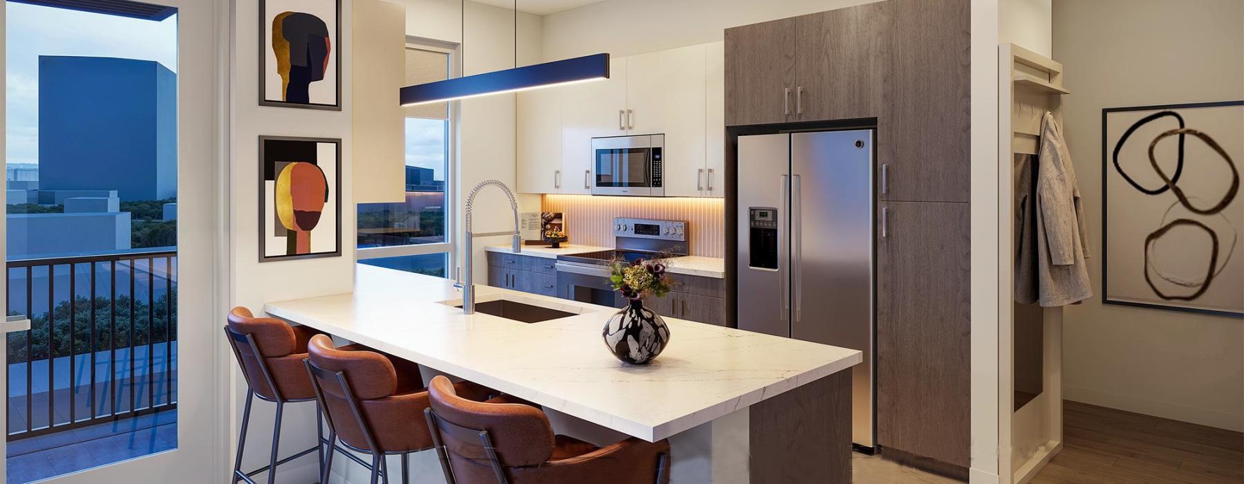 Well-lit kitchen with ample counter space