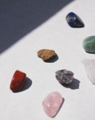 a group of different colored rocks